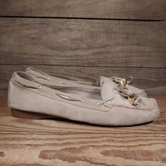 Michael Kors Boat Shoes Tan Leather Moccasin Slip On Loafers MG17F Women's 9 - Picture 1 of 8